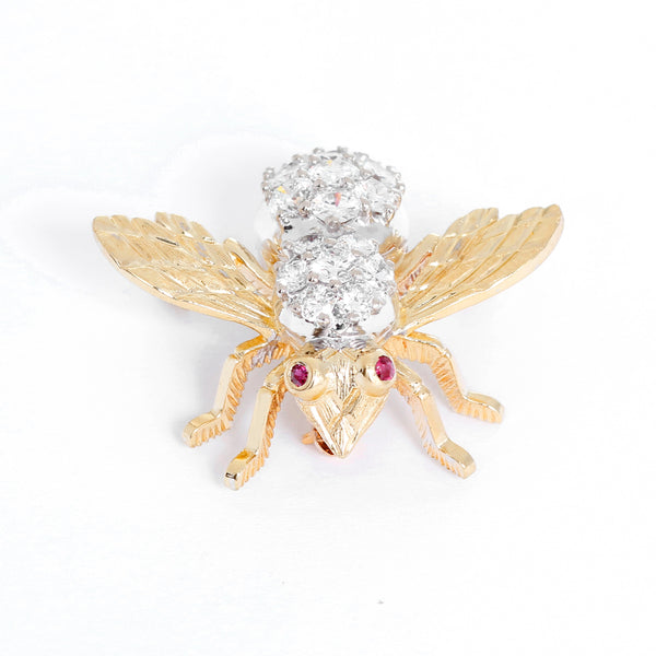 Rosenthal 18k Yellow Gold and Diamond Large Bee Pin