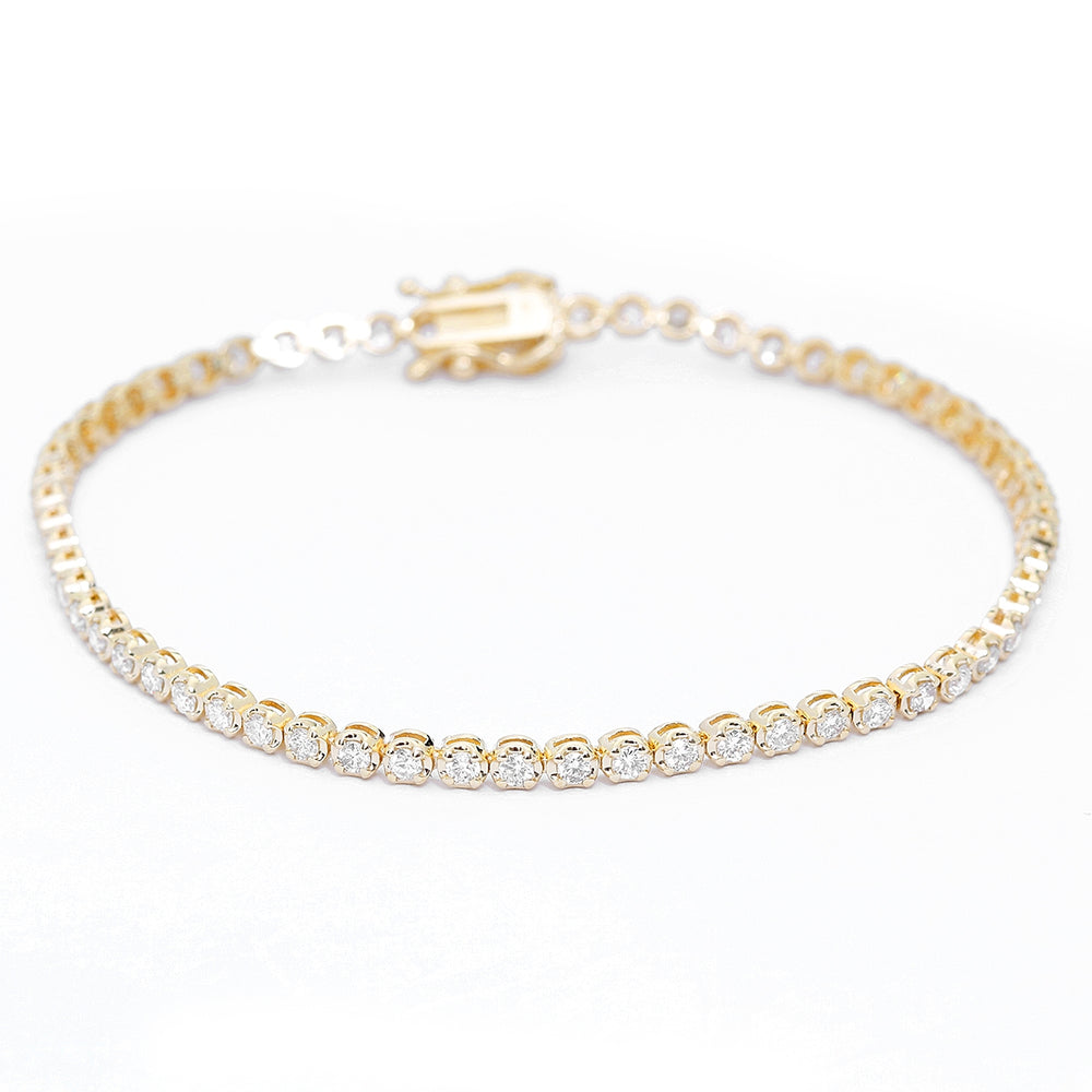 14k Yellow Gold 1.56 ct. Diamond Tennis Bracelet Size 6 3/4