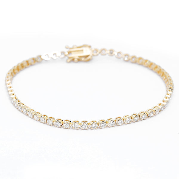 14k Yellow Gold 1.56 ct. Diamond Tennis Bracelet Size 6 3/4