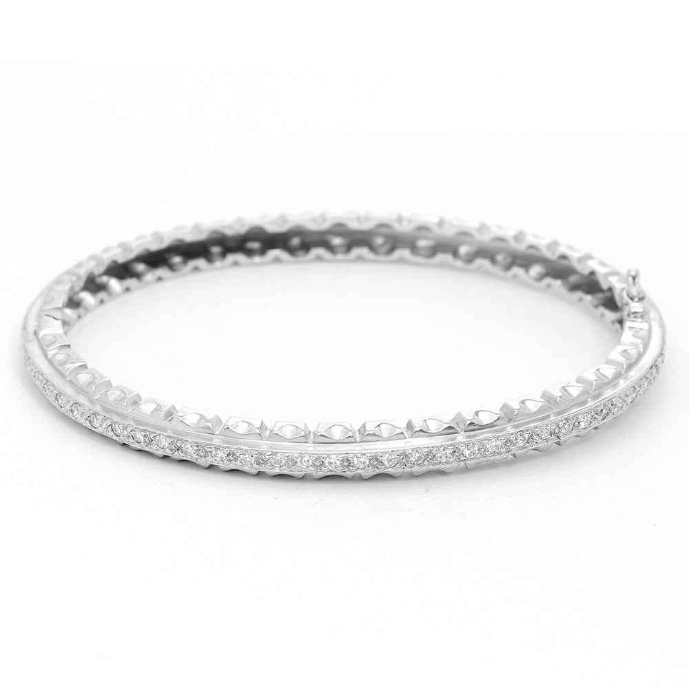 Doris Panos 18K White Gold Diamond Bangle Size 6 1/4