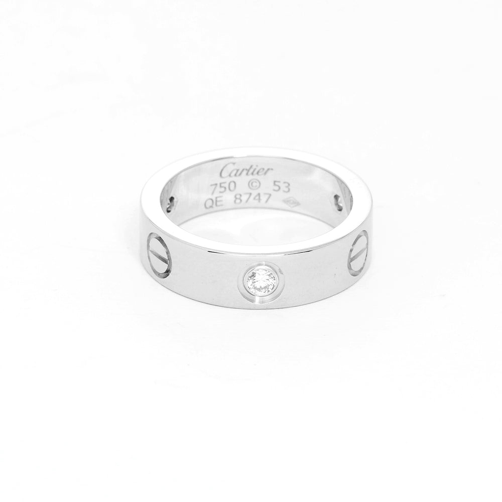 Cartier Love 18k White Gold & Diamond Wedding Ring Band Sz. 7