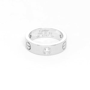 Cartier Love 18k White Gold & Diamond Wedding Ring Band Sz. 7