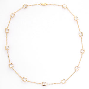 14K Yellow Gold White Topaz Yard Diamond by a Yard Necklace