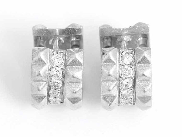 Sue Gragg 14K White Gold and Diamond Huggie Earrings