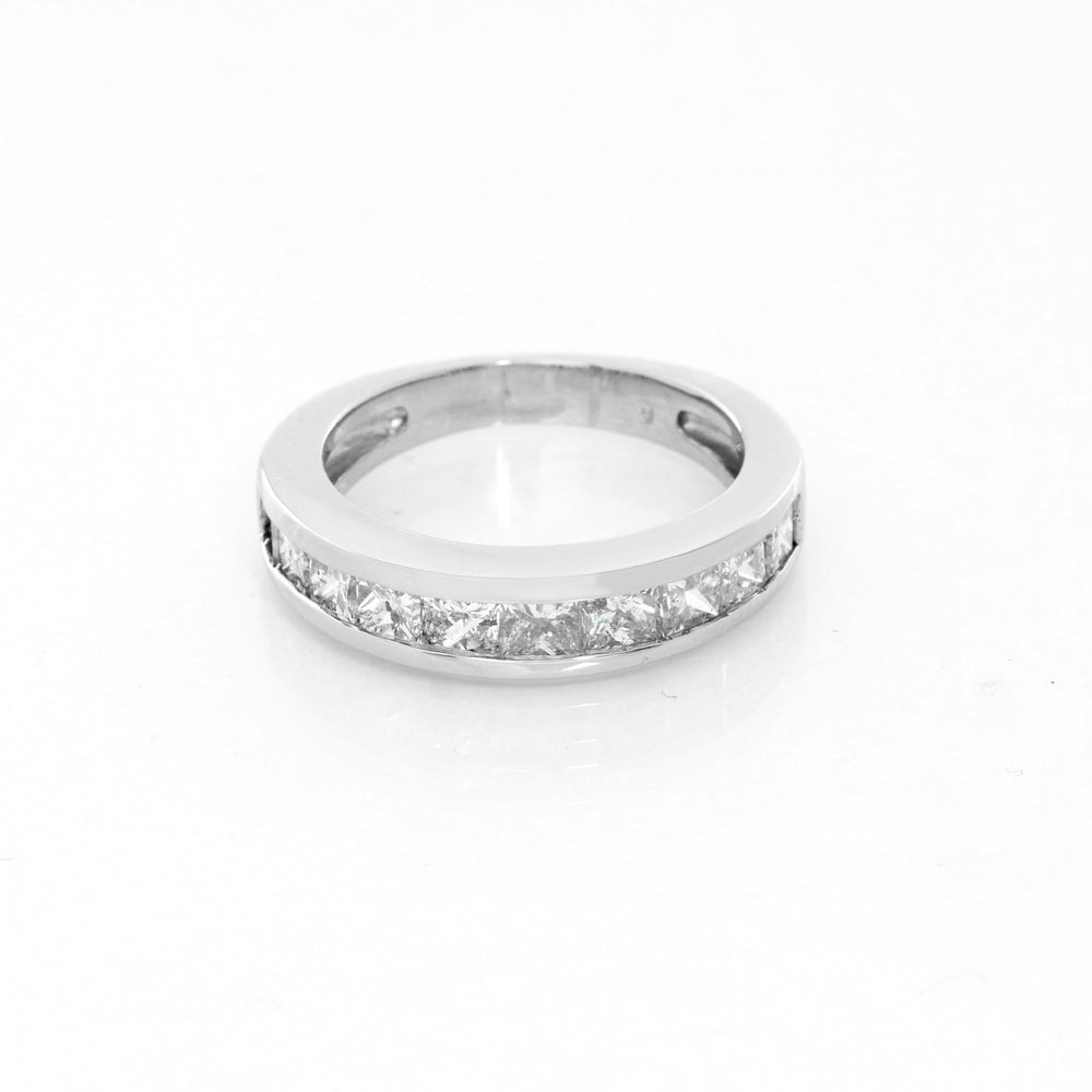 Princess Cut Diamond Platinum Band Size  5.5