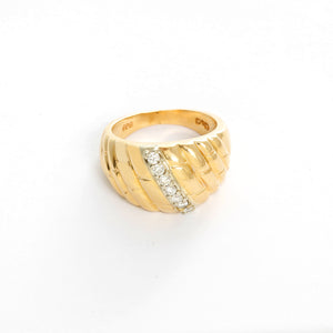 Beautiful 14K Yellow Gold and Diamond Dome Ring