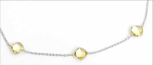Beautiful 18K White Gold and Yellow Quartz Necklace