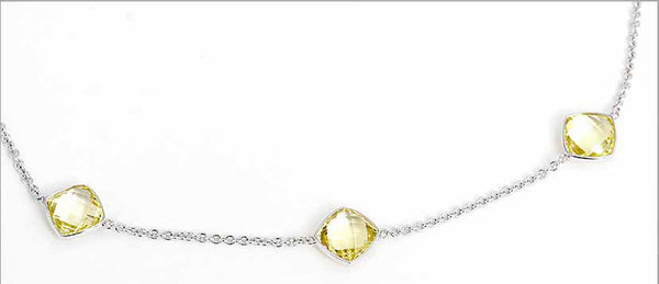 Beautiful 18K White Gold and Yellow Quartz Necklace