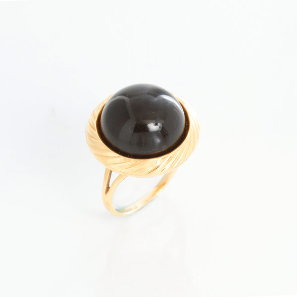 Stunning 14k Yellow Gold and Black Onyx Dome Ring