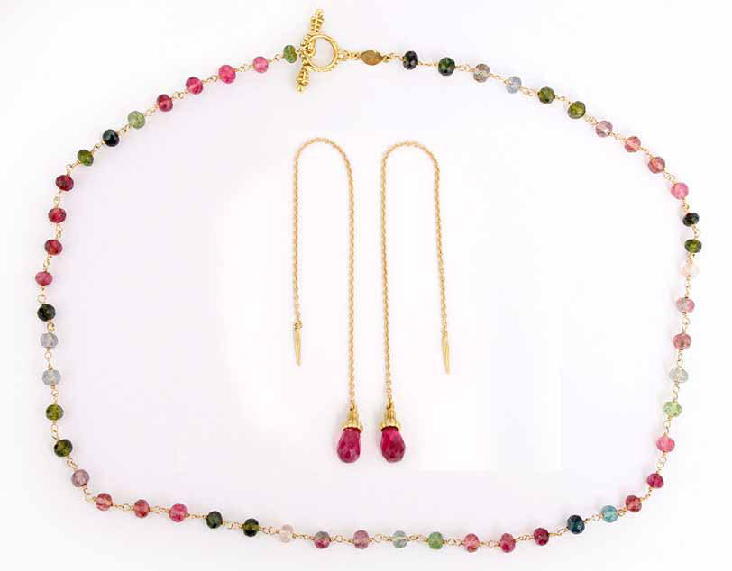 Cynthia Bach Set Tourmaline Necklace and Earpendants