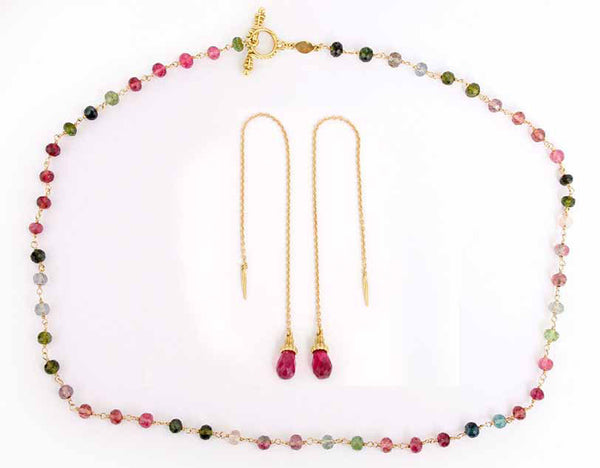 Cynthia Bach Set Tourmaline Necklace and Earpendants