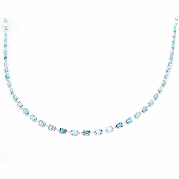 Classic 14K White Gold Blue Topaz by the Yard Necklace