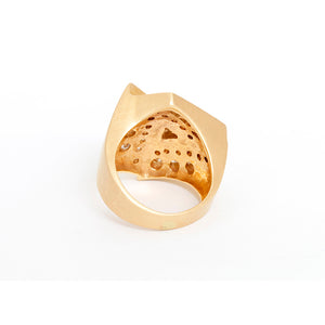 Beautiful 18k Yellow Gold Diamond Geometric Style Ring Sz. 7