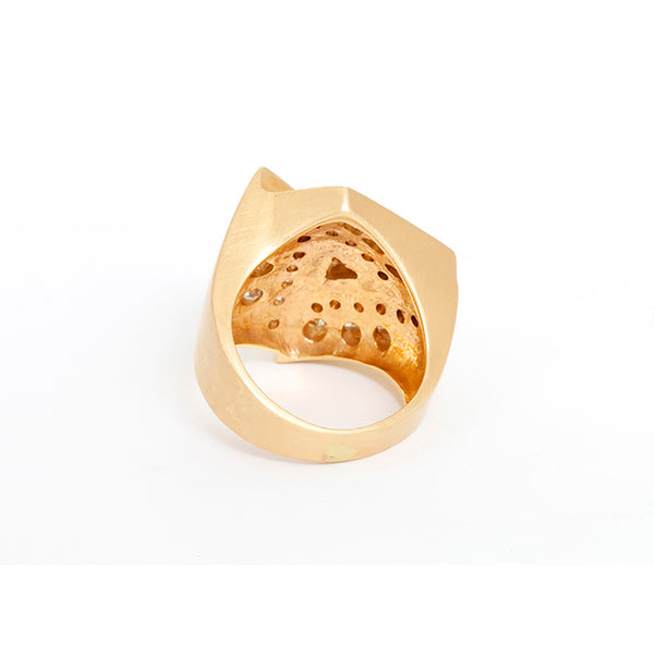 Beautiful 18k Yellow Gold Diamond Geometric Style Ring Sz. 7