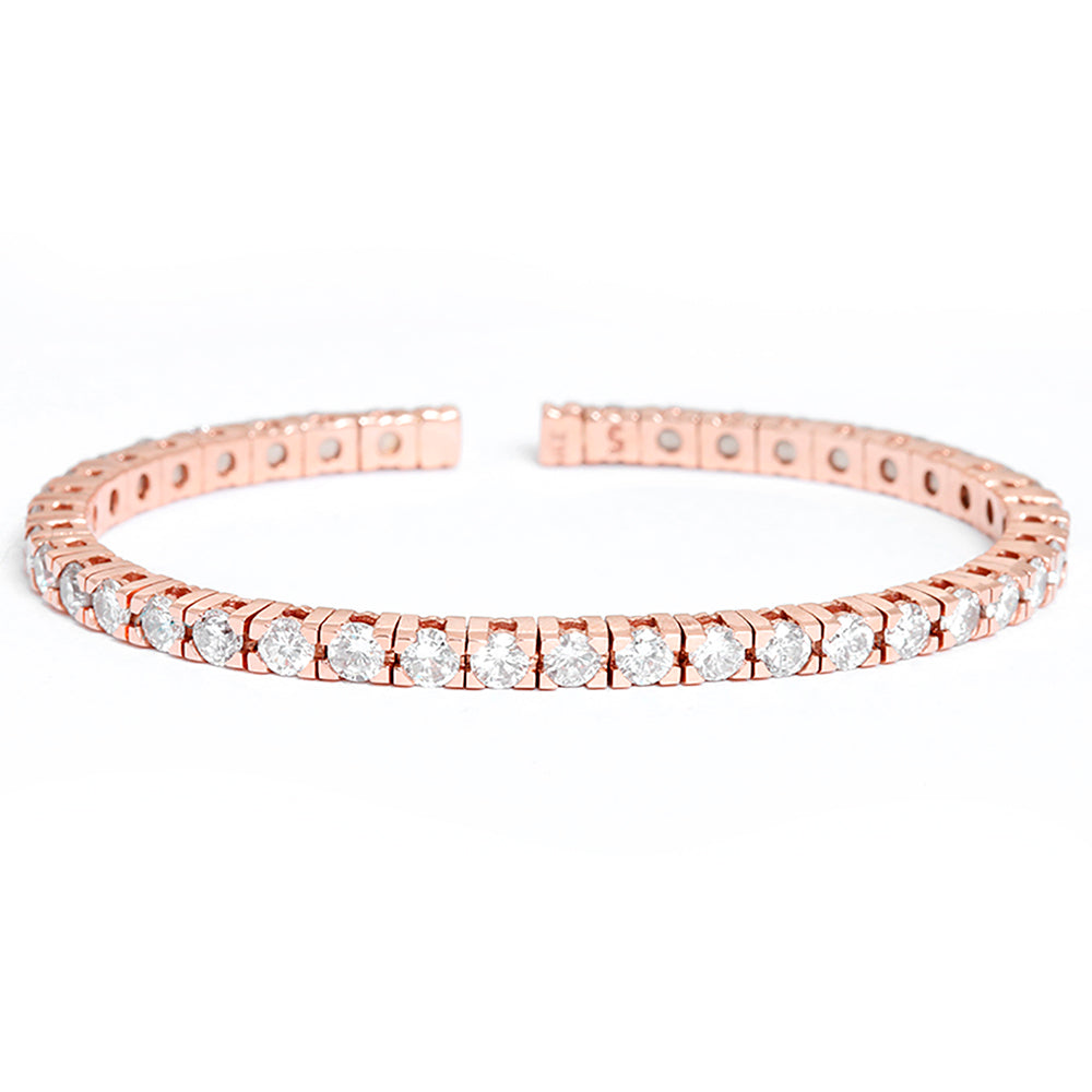 Beautiful 14k Rose Gold Sparkling Diamond Cuff Bracelet
