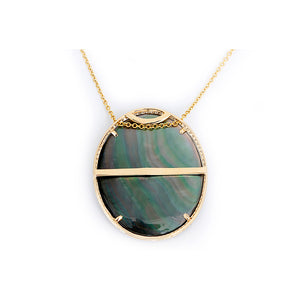 14k Yellow Gold Mother-of-Pearl and Diamond Necklace