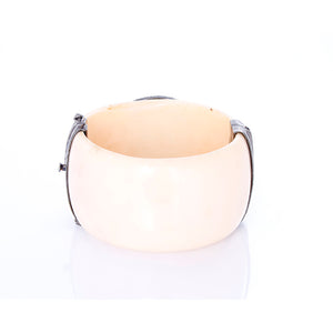 Boho Black Diamond, Ruby, and Bakelite Cuff Bracelet