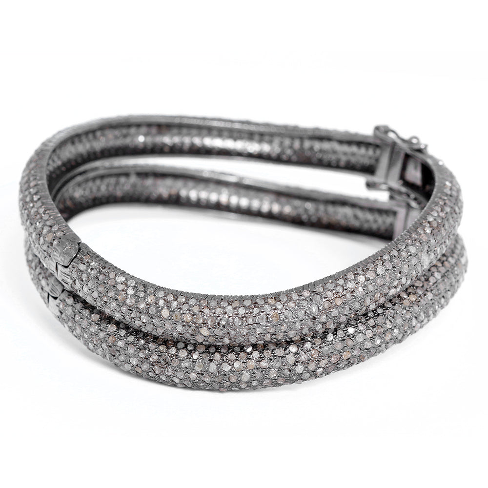 Bohemian Black Diamond and Sterling Silver Bangle Set
