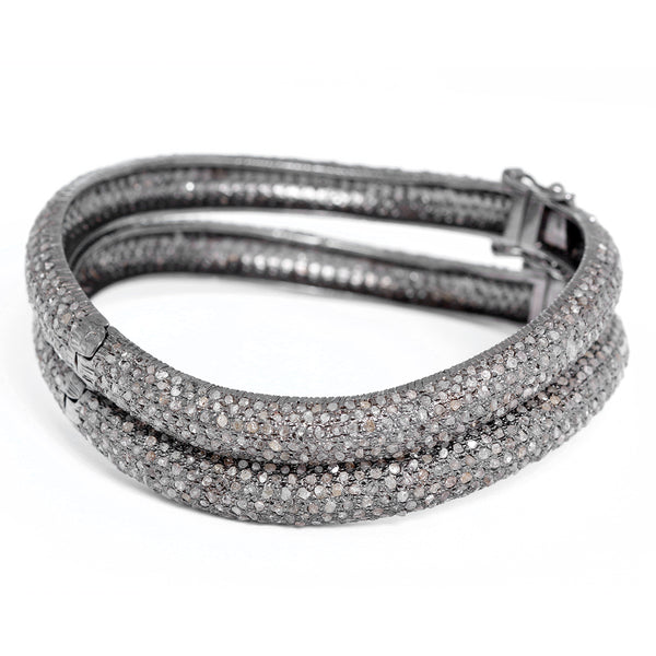 Bohemian Black Diamond and Sterling Silver Bangle Set