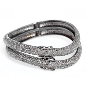 Bohemian Black Diamond and Sterling Silver Bangle Set