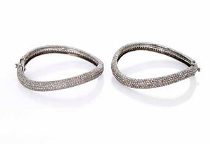 Bohemian Black Diamond and Sterling Silver Bangle Set