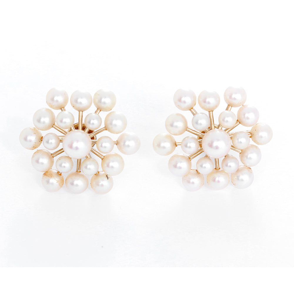 Vintage 14k Yellow Gold and Pearl Non-Pierced Earrings