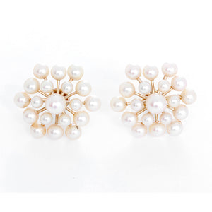 Vintage 14k Yellow Gold and Pearl Non-Pierced Earrings