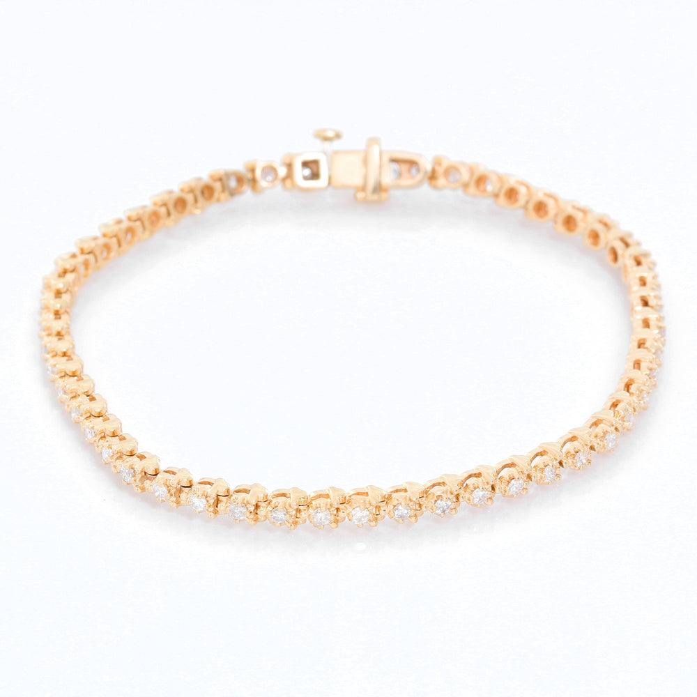 14k Yellow Gold 1.5ct. Diamond Tennis Bracelet Size 6 3/4