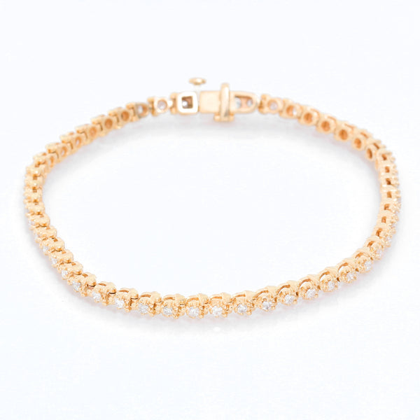 14k Yellow Gold 1.5ct. Diamond Tennis Bracelet Size 6 3/4