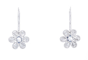 18k White Gold, Sapphire, & Diamond Dangle/Drop Earrings