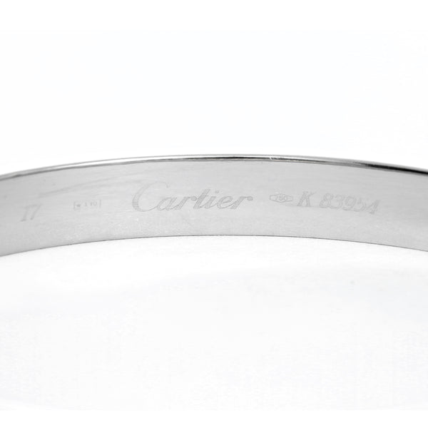 Cartier Love Bracelet 18k White Gold Size 17 with Screwdriver