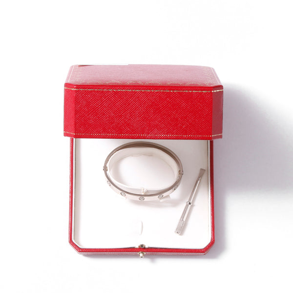Cartier Love Bracelet 18k White Gold Size 17 with Screwdriver