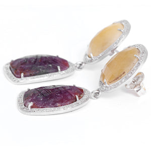 Beautiful Sapphire, Diamond and Silver Earrings