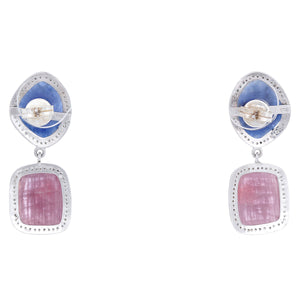 Bohemian Blue Sapphire, Diamond, and Silver Earrings