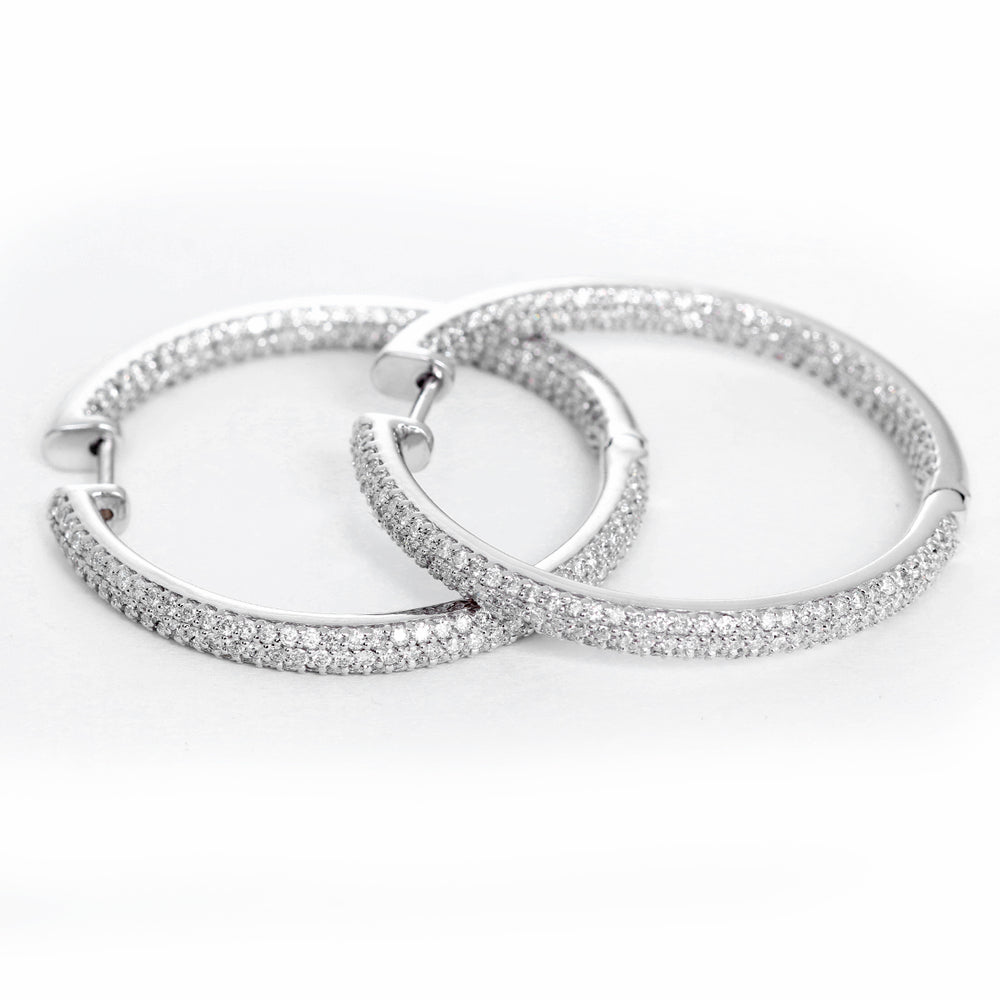 Beautiful Diamond and 14k White Gold Inside-Out Hoops