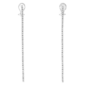 18K White Gold Straight Line Dangle Diamond Earrings