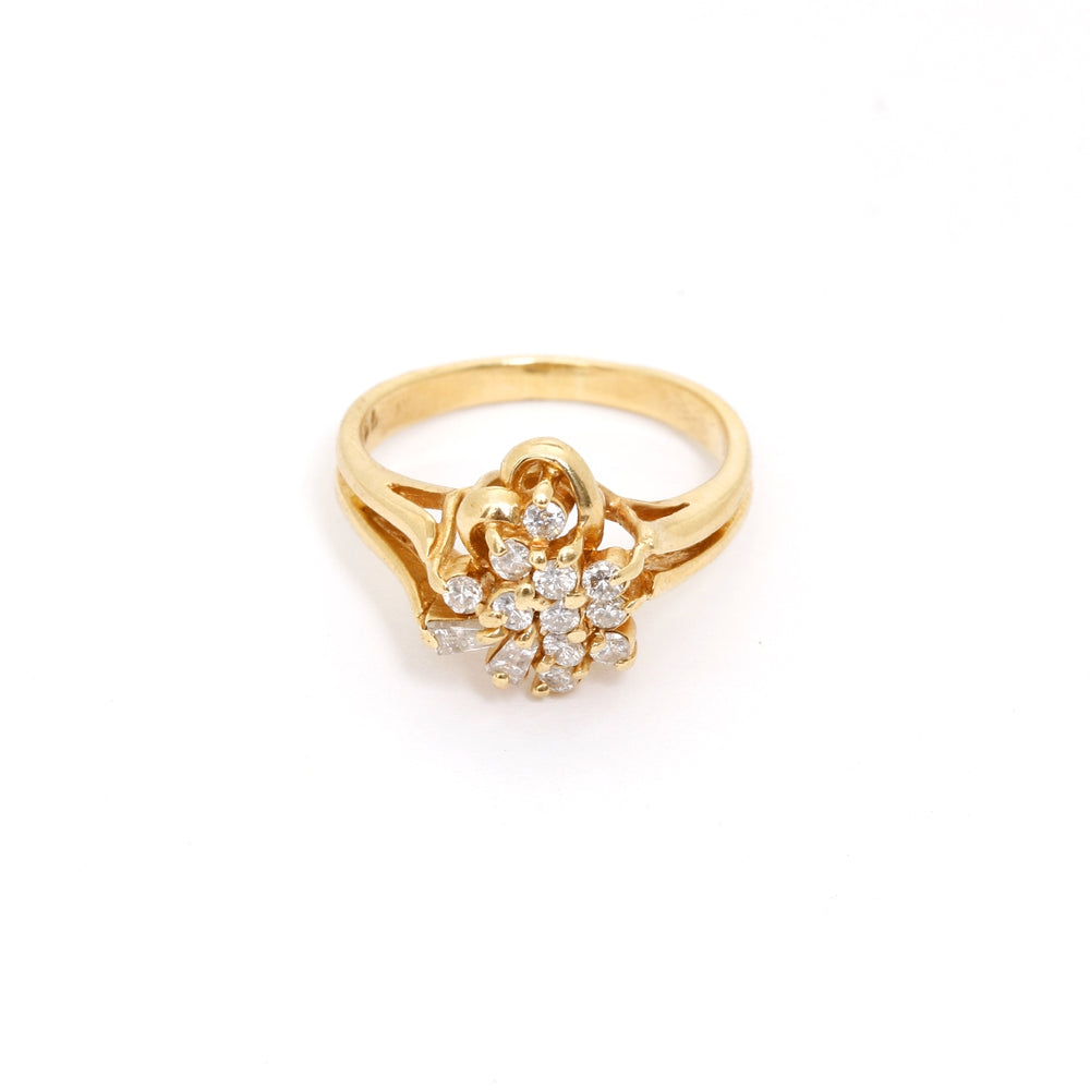 14K Yellow Gold Heart Diamond Ring Size 5.5