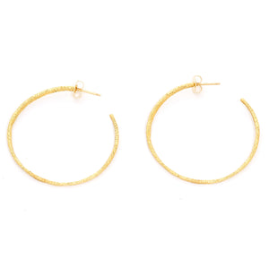 18K Yellow Gold Hammered Earring Hoops