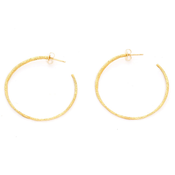 18K Yellow Gold Hammered Earring Hoops