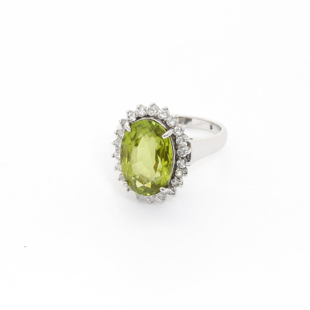 Peridot and Diamond Ring Size 9