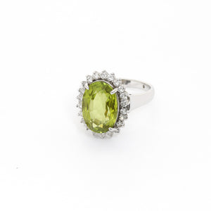 Peridot and Diamond Ring Size 9