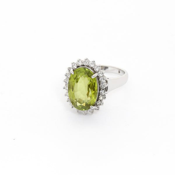 Peridot and Diamond Ring Size 9