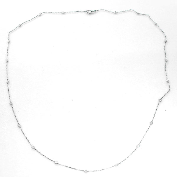 14K White Gold Diamond by the Yard Necklace