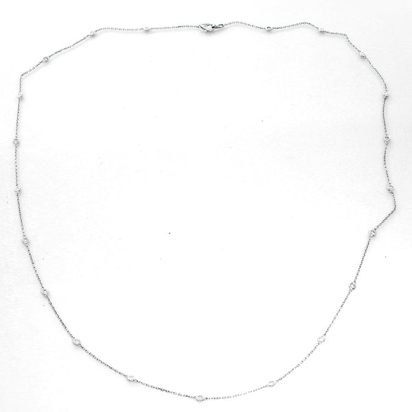 14K White Gold Diamond by the Yard Necklace