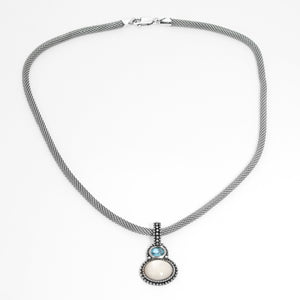 Moonstone and Aquamarine Sterling Silver Necklace