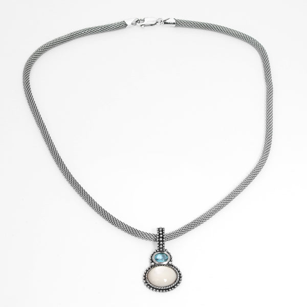 Moonstone and Aquamarine Sterling Silver Necklace