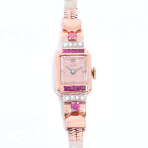 Vintage Ladies Rose Gold (Diamond/Ruby) Pery watch