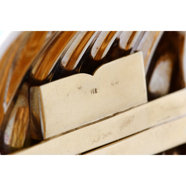 Large 14K Yellow Gold Fluted Hinged Cuff