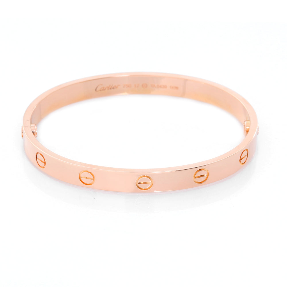 Cartier Love Bracelet 18k Rose Gold Size 17 with Screwdriver