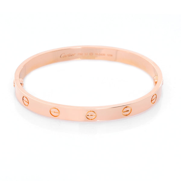 Cartier Love Bracelet 18k Rose Gold Size 17 with Screwdriver